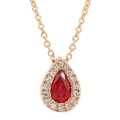 Jai's 14K Rose Gold Teardrop-cut Ruby & Diamond Necklace