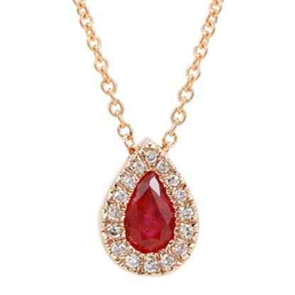 Jai's 14K Rose Gold Teardrop-cut Ruby & Diamond Necklace