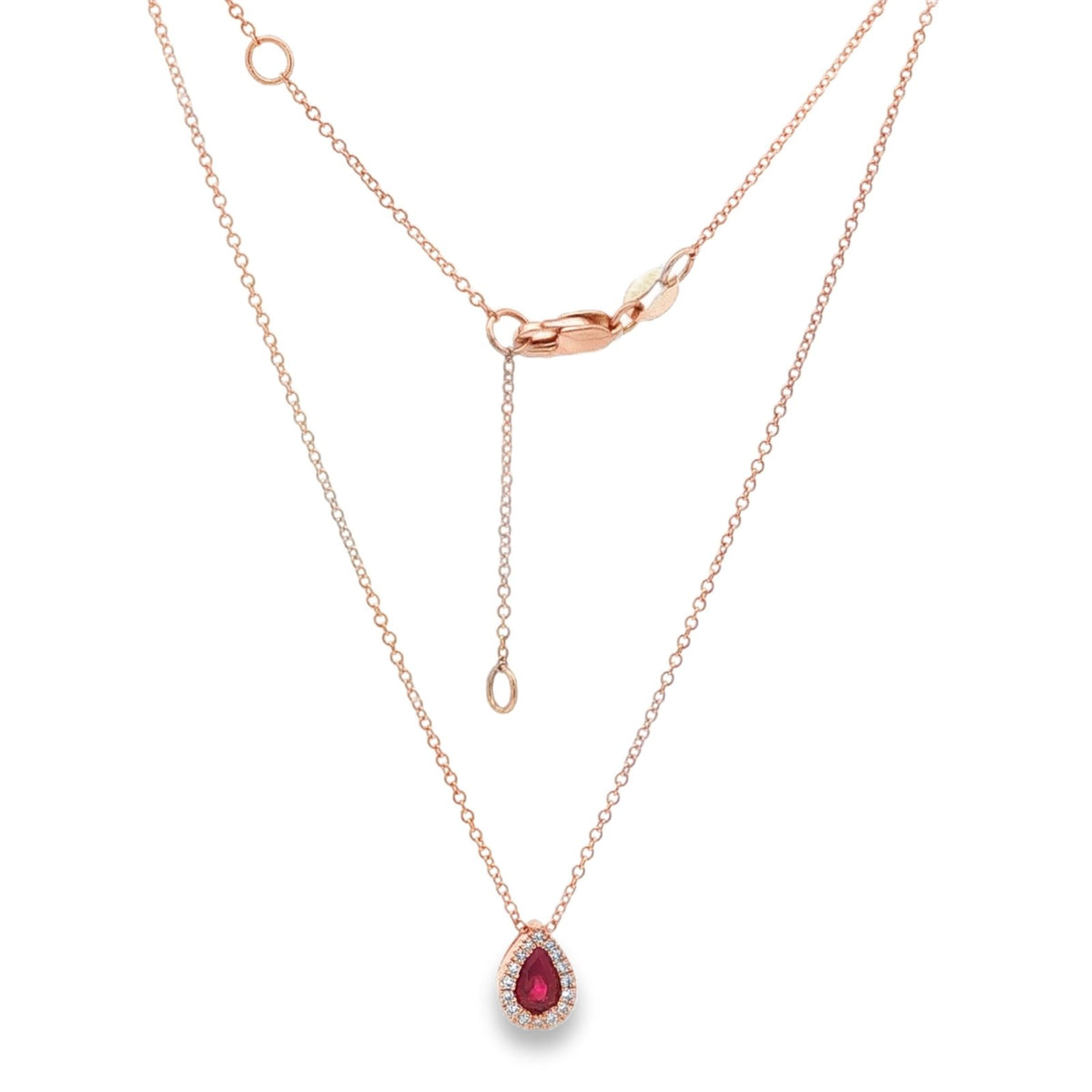 Jai's 14K Rose Gold Teardrop-cut Ruby & Diamond Necklace