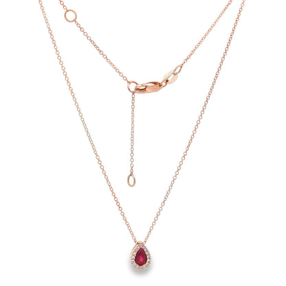Jai's 14K Rose Gold Teardrop-cut Ruby & Diamond Necklace