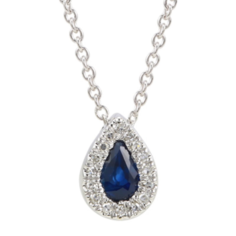 Jai's 14K White Gold Diamond & Teardrop-cut Sapphire Necklace