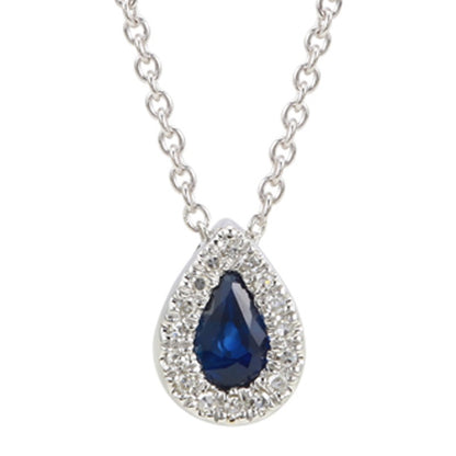 Jai's 14K White Gold Diamond & Teardrop-cut Sapphire Necklace