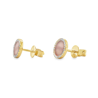 Jai's 14K Yellow Gold Pink Opal & Diamond Studs