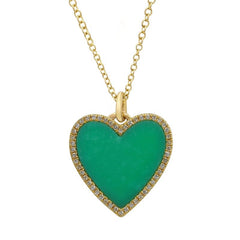 Jai's 14K Yellow Gold Turquoise & Diamond Heart Necklace