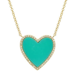Jai's 14K Yellow Gold Turquoise & Diamond Heart Necklace