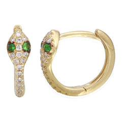 Jai's 14K Yellow Gold Tsavorite & Diamond Serpent Hoops