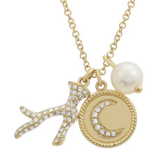 Jai's 14K Yellow Gold Pearl & Diamond Charm Necklace