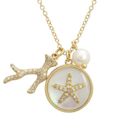 Jai's 14K Yellow Gold Pearl & Diamond Sealife Charm Necklace