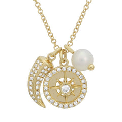 Jai's 14K Yellow Gold Diamond & Pearl Charm Necklace