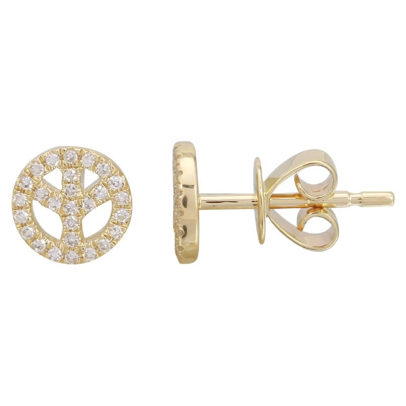 Jai's 14K Yellow Gold Diamond Peace Studs