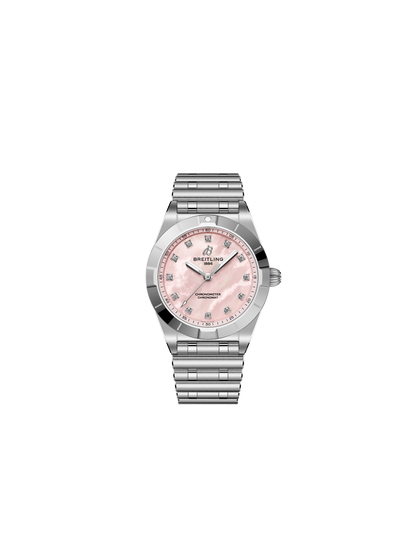 Breitling's Chronomat 28 with Pink Mother-of-Pearl Dial & Diamonds