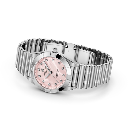 Breitling's Chronomat 28 with Pink Mother-of-Pearl Dial & Diamonds