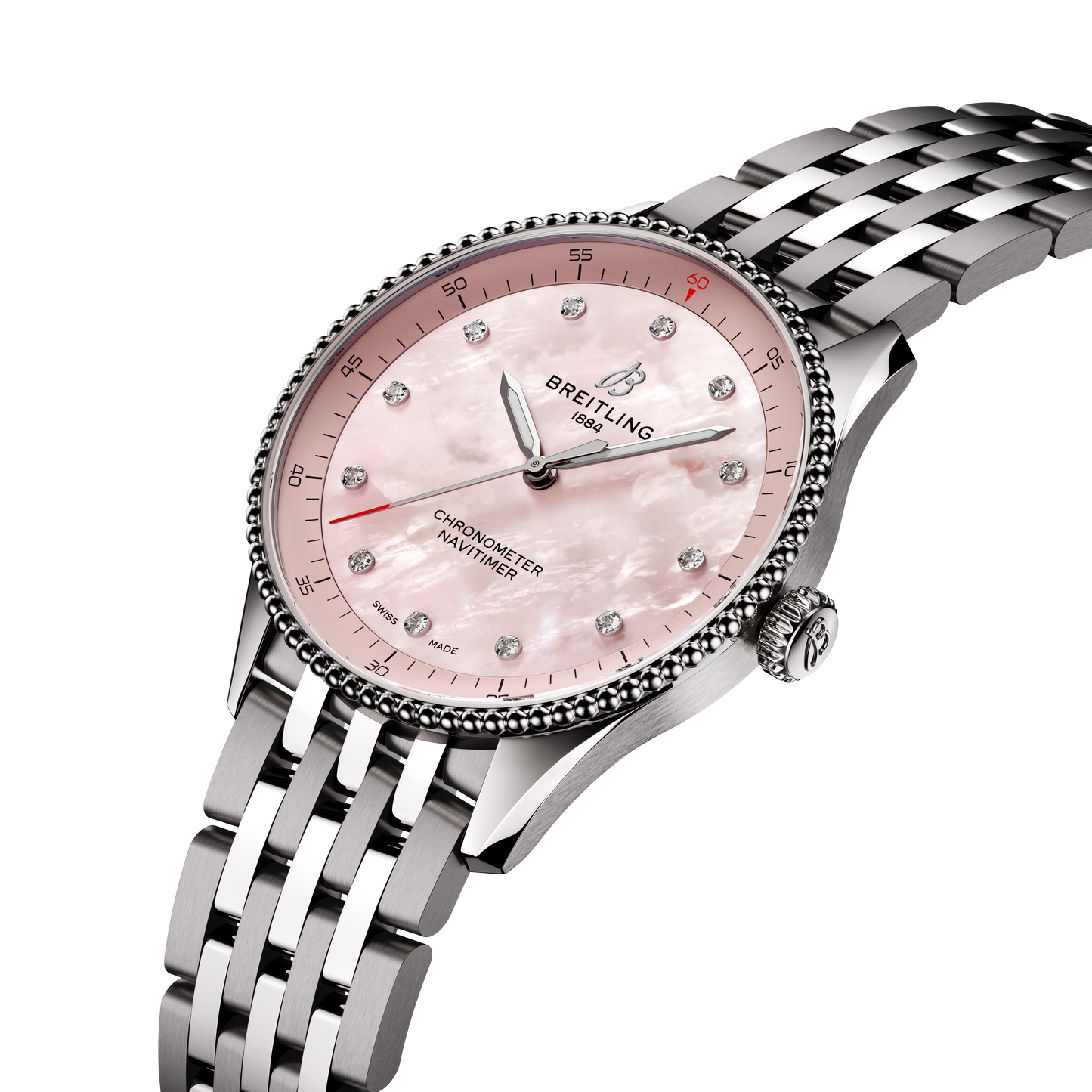 Breitling's Navitimer 32 with Pink Mother-of-Pearl Dial