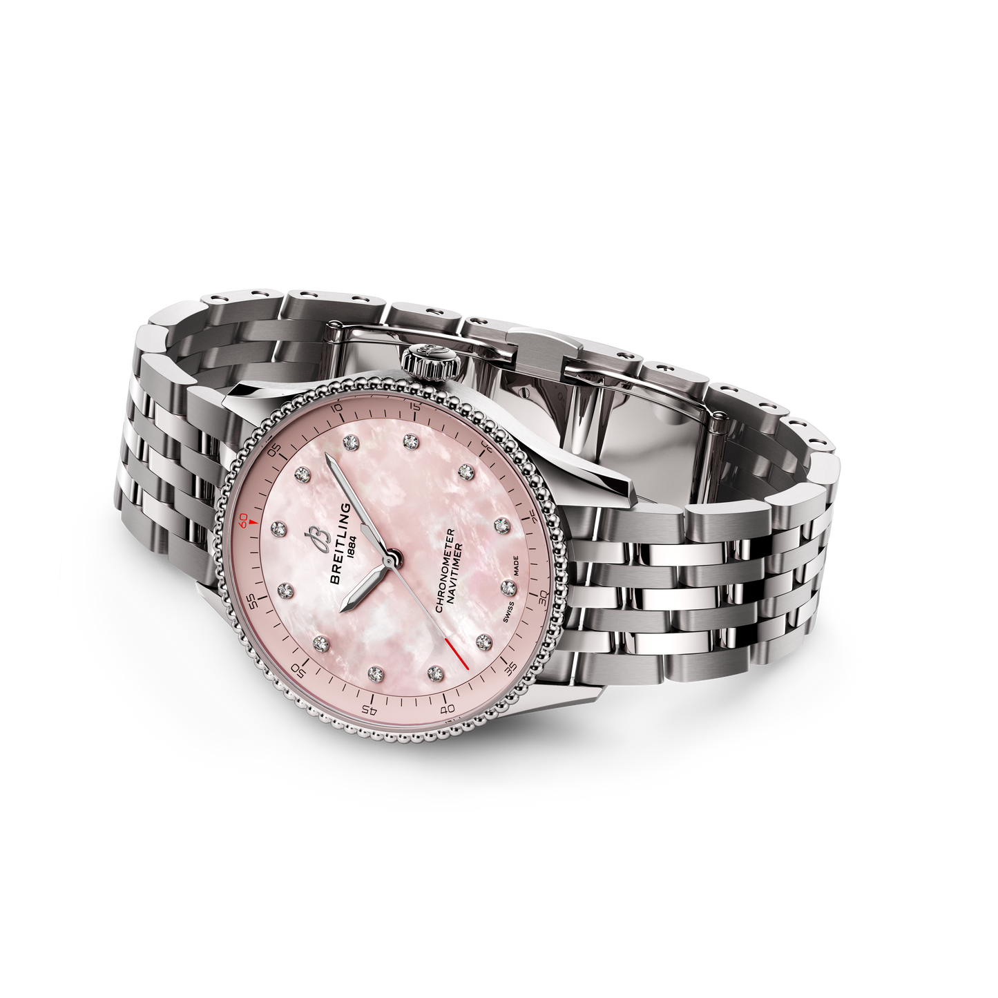 Breitling's Navitimer 32 with Pink Mother-of-Pearl Dial
