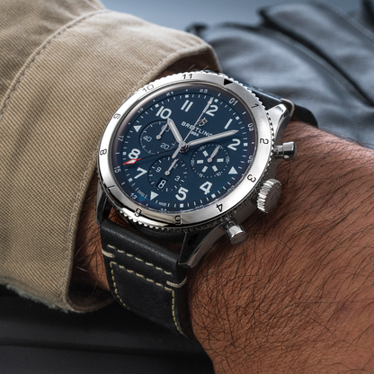 Breitling's Classic AVI Super AVI B04 Chronograph GMT 46 Tribute to Vought F4U Corsair with Blue Dial