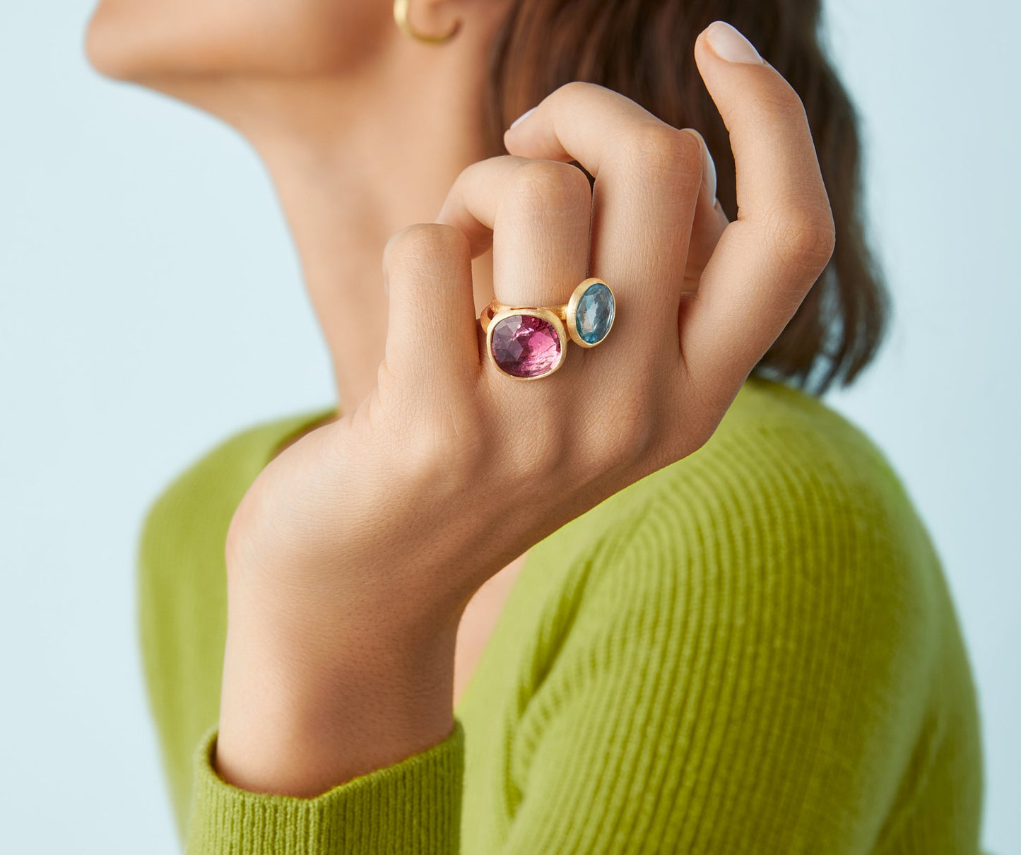 Marco Bicego's 18K Yellow Gold Jaipur Cyan Topaz Ring