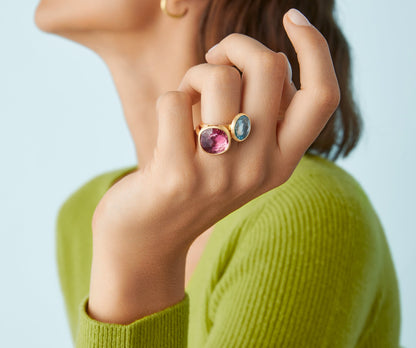 Marco Bicego's 18K Yellow Gold Jaipur Cyan Topaz Ring