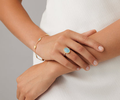 Marco Bicego's 18K Yellow Gold Siviglia Aquamarine & Diamond Ring