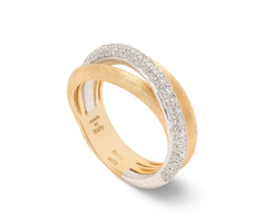 Marco Bicego's 18K Two-tone Jaipur Link Three-strand Diamond Ring
