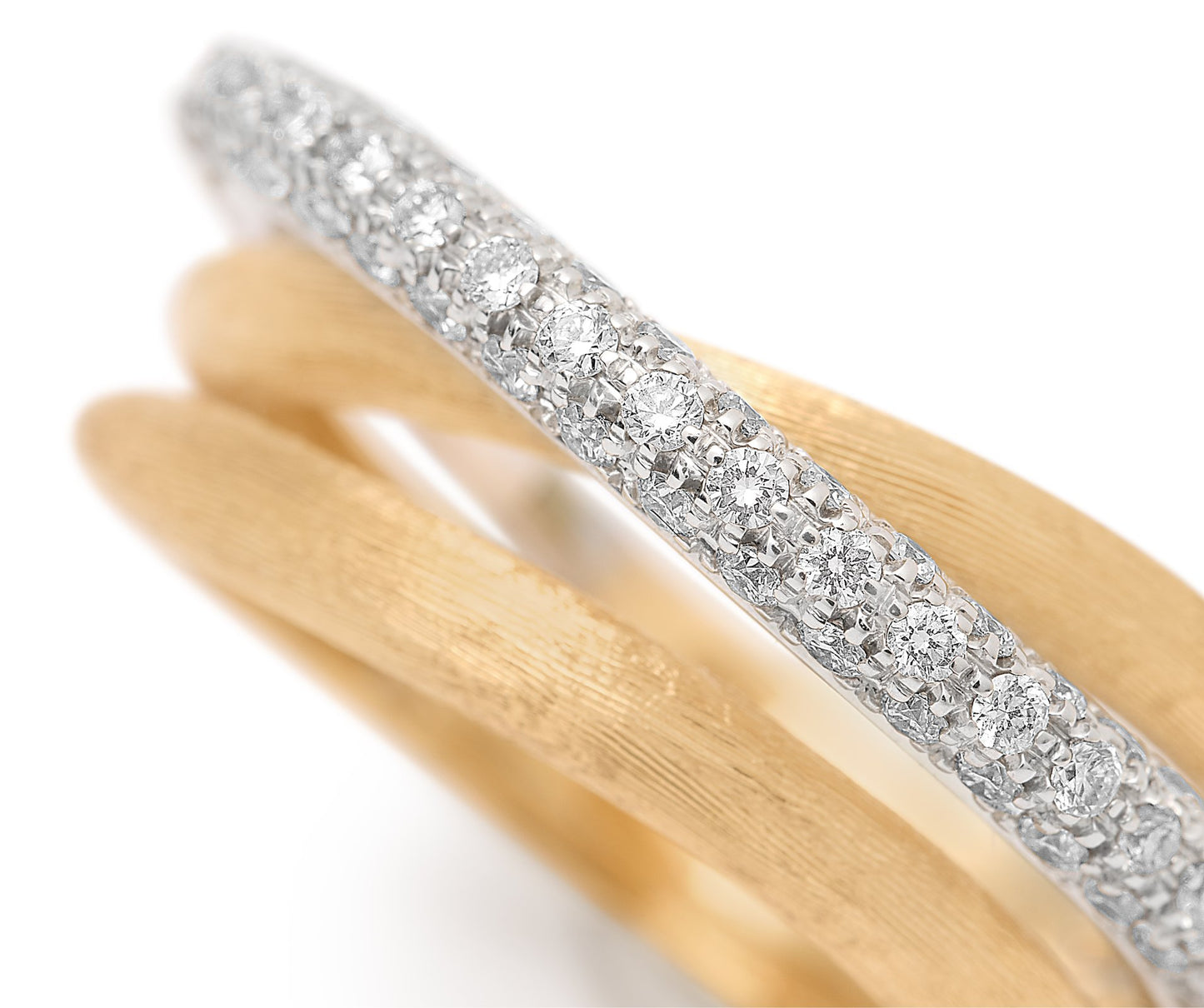 Marco Bicego's 18K Two-tone Jaipur Link Three-strand Diamond Ring