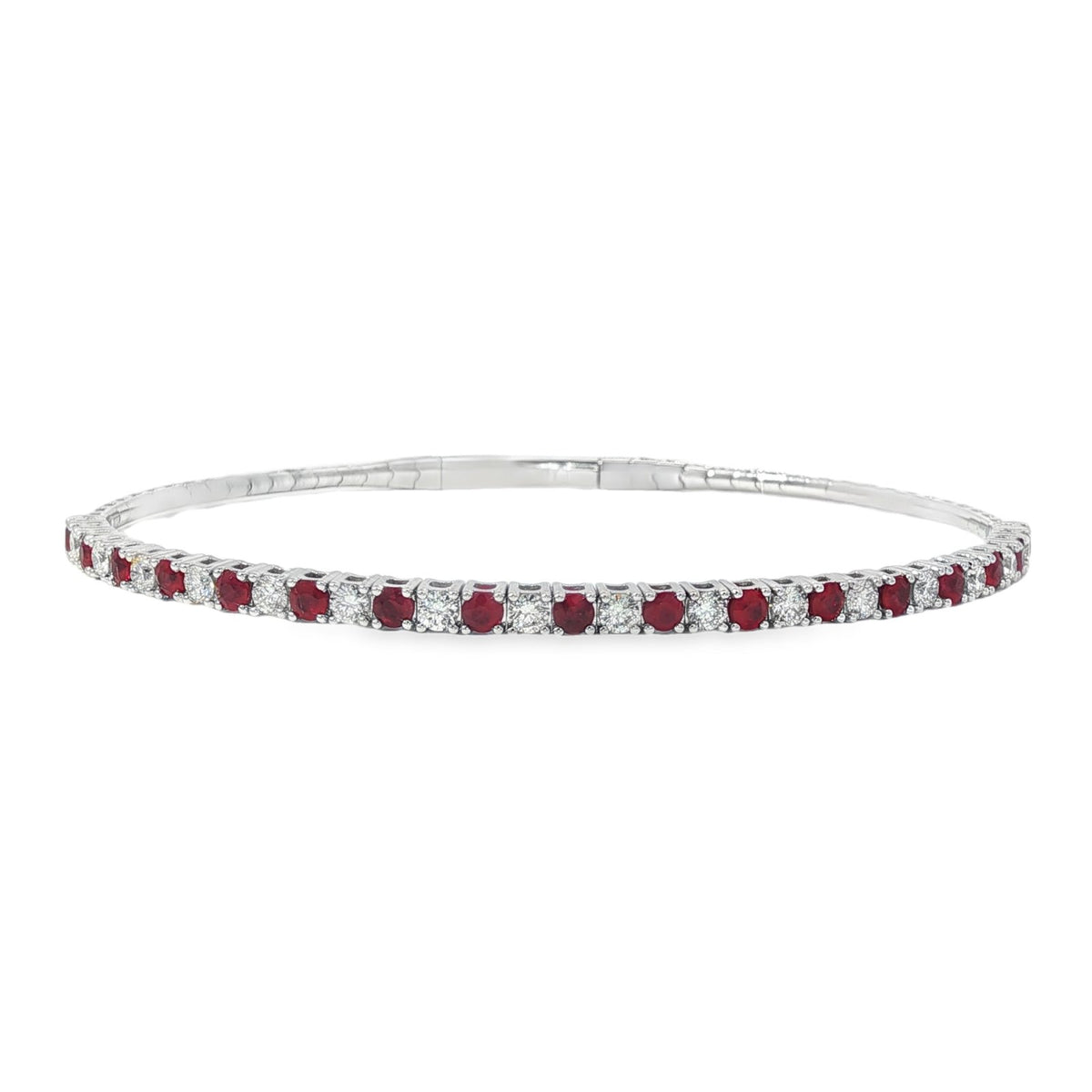 Morris & David's 14K White Gold Ruby & Diamond Bangle