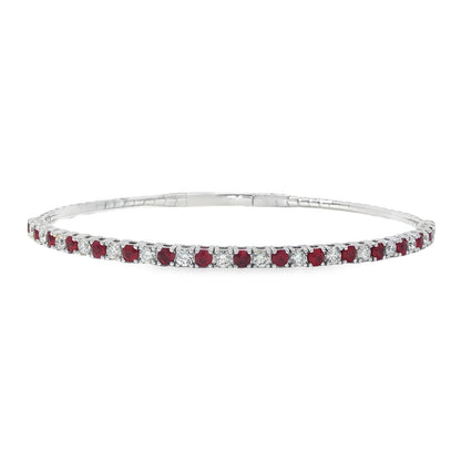 Morris & David's 14K White Gold Ruby & Diamond Bangle