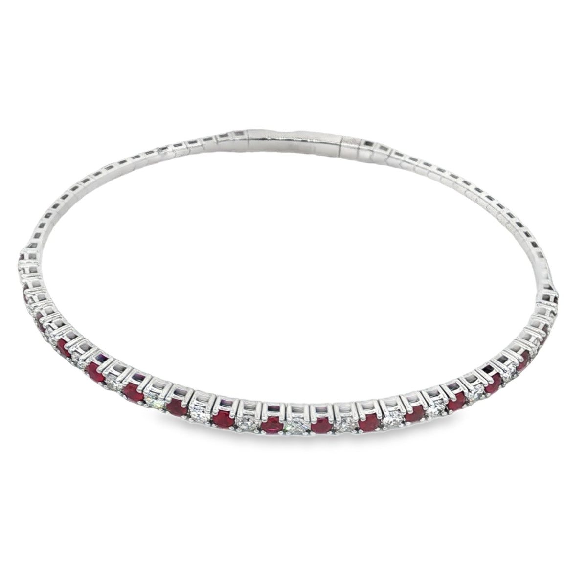 Morris & David's 14K White Gold Ruby & Diamond Bangle
