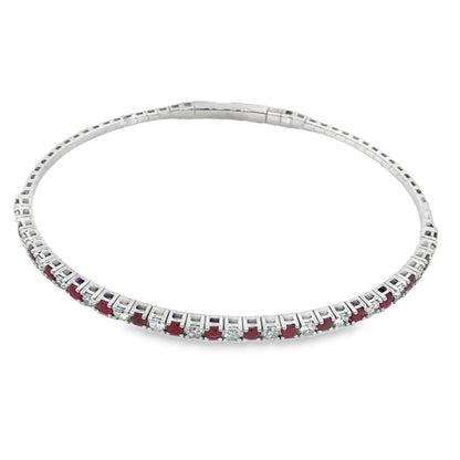 Morris & David's 14K White Gold Ruby & Diamond Bangle