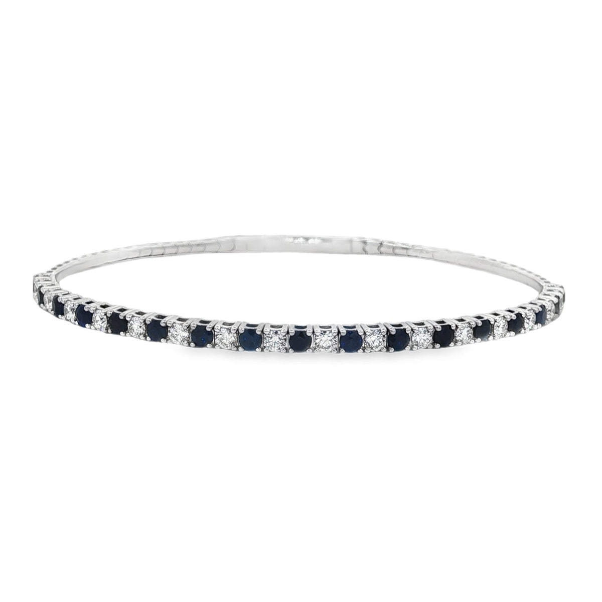 Morris & David's 14K White Gold Sapphire & Diamond Flex Bangle