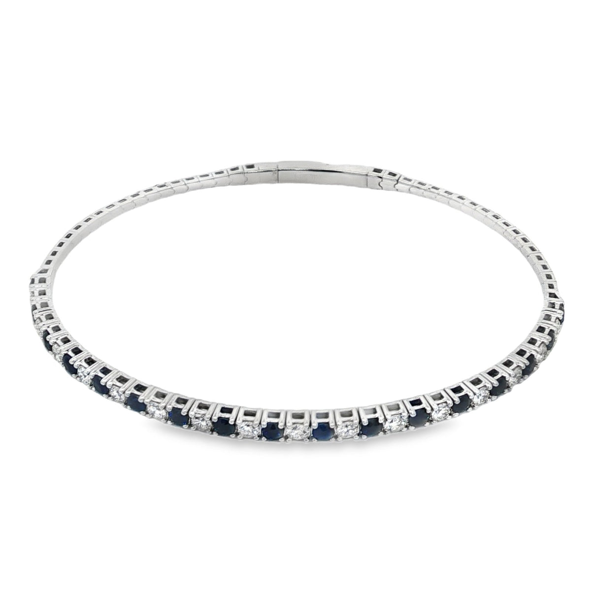 Morris & David's 14K White Gold Sapphire & Diamond Flex Bangle