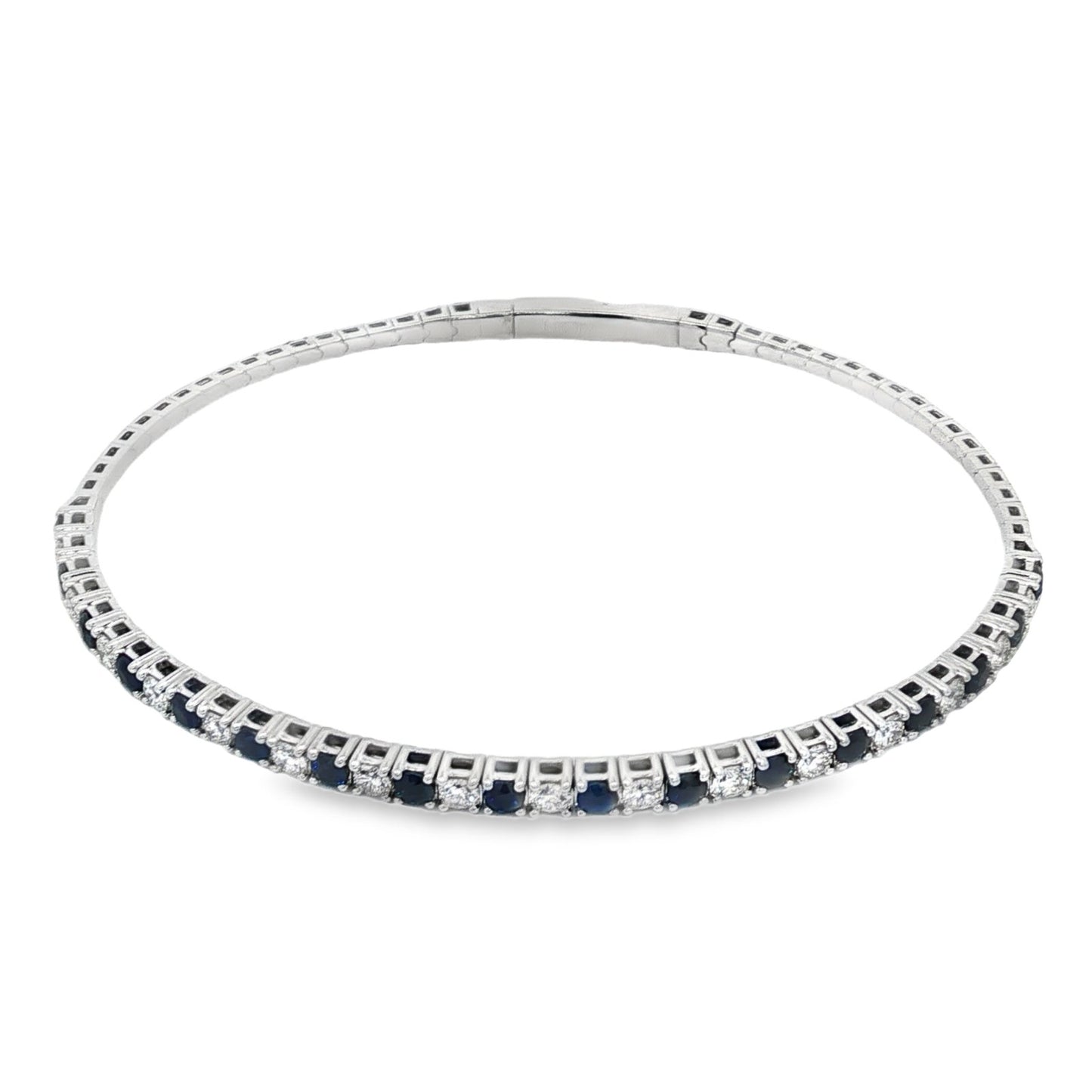 Morris & David's 14K White Gold Sapphire & Diamond Flex Bangle