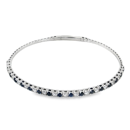 Morris & David's 14K White Gold Sapphire & Diamond Flex Bangle