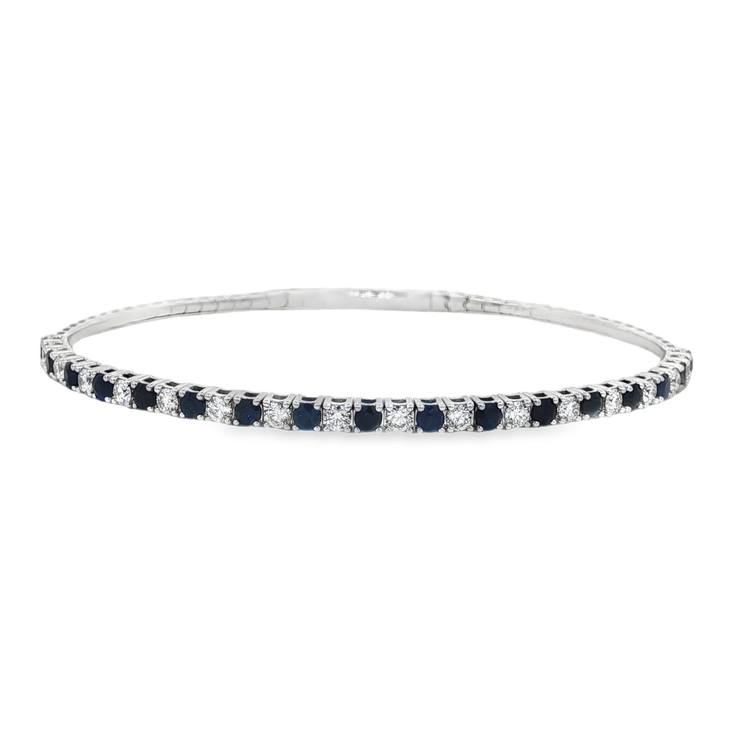 Morris & David's 14K White Gold Sapphire & Diamond Flex Bangle