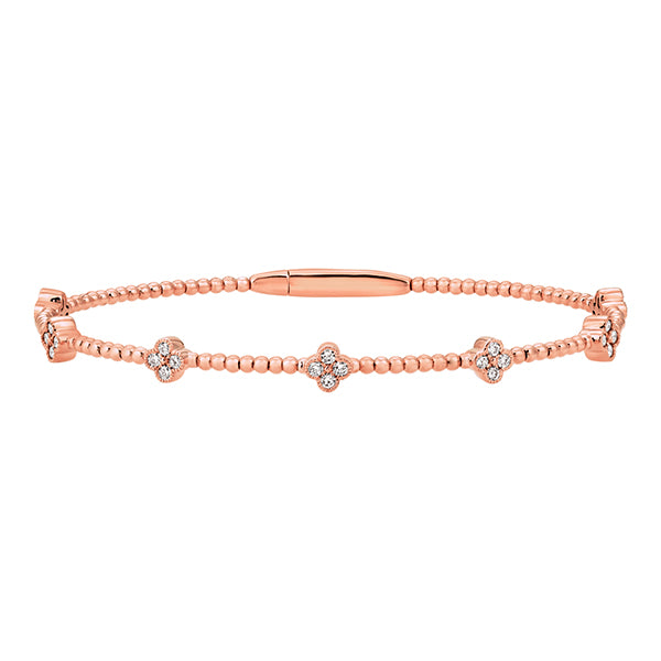 Morris & David's 14K Rose Gold Diamond Clover Flex Bangle