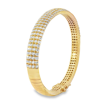 Morris & David's 14K Yellow Gold Four-row Diamond Flex Bangle