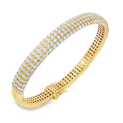 Morris & David's 14K Yellow Gold Four-row Diamond Flex Bangle