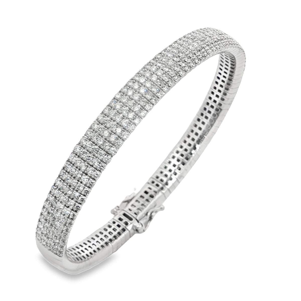 Morris & David's 14K White Gold Five-row Diamond Flex Bangle