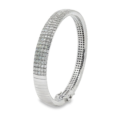 Morris & David's 14K White Gold Five-row Diamond Flex Bangle