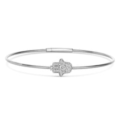 Morris & David's 14K White Gold Diamond Hamsa Hand Bangle