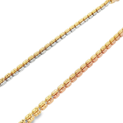 Jai's 14K Tri-tone Diamond-cut Chain Bracelet