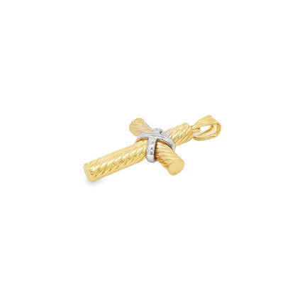 Jai's 14K Two-tone Cable Cross Pendant