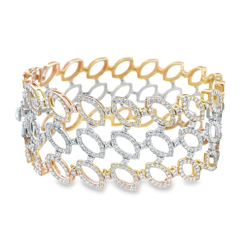 Jai's 18K Tri-tone Multi-row Diamond Bangle