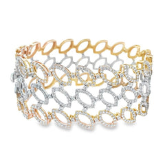 Jai's 18K Tri-tone Multi-row Diamond Bangle