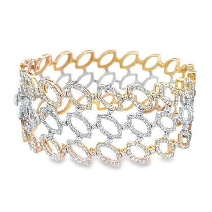 Jai's 18K Tri-tone Multi-row Diamond Bangle