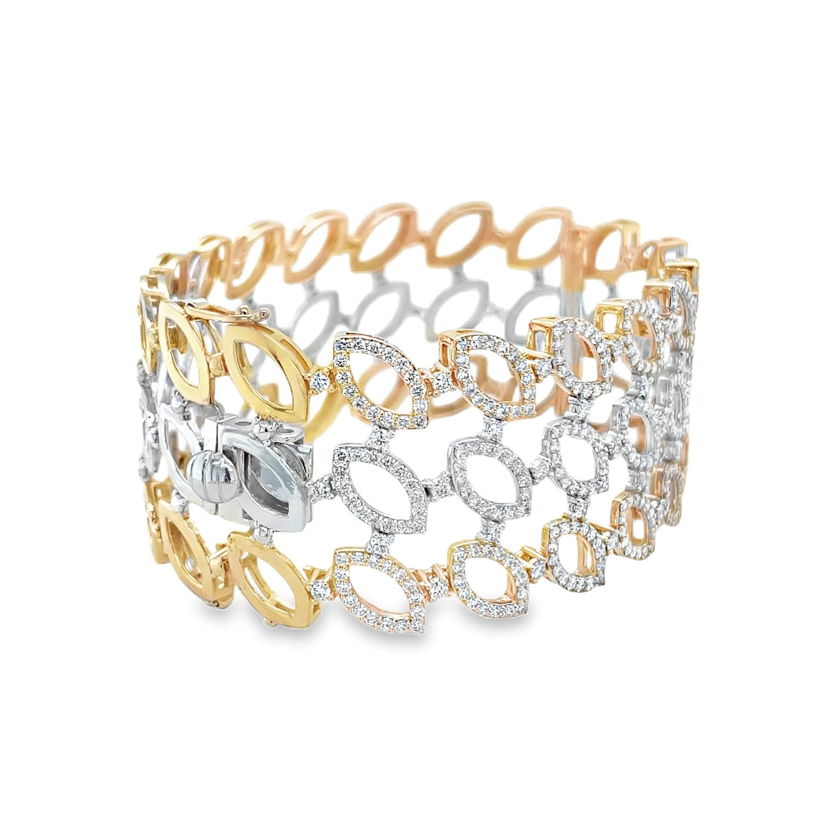 Jai's 18K Tri-tone Multi-row Diamond Bangle
