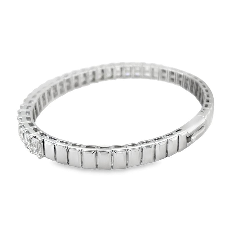 Jai's 18K White Gold Emerald-cut Diamond Bangle