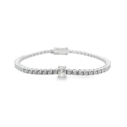 Jai's 18K White Gold Emerald-cut Diamond Tennis Bracelet - 6.5"
