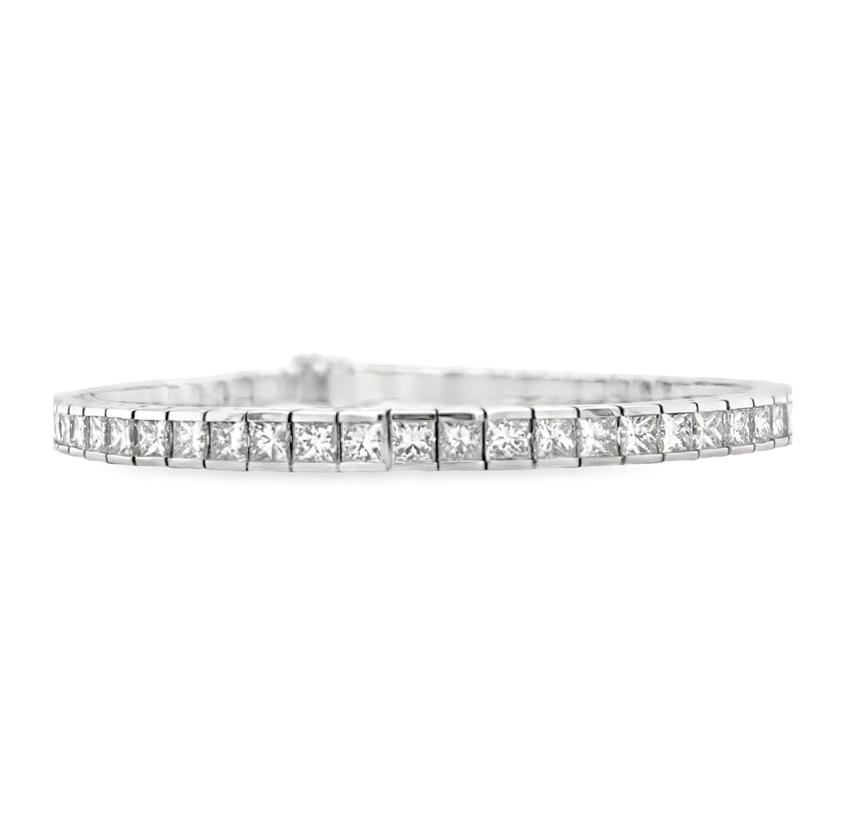 Jai's 14K White Gold 8-carat Princess-cut Diamond Tennis Bracelet - 7"