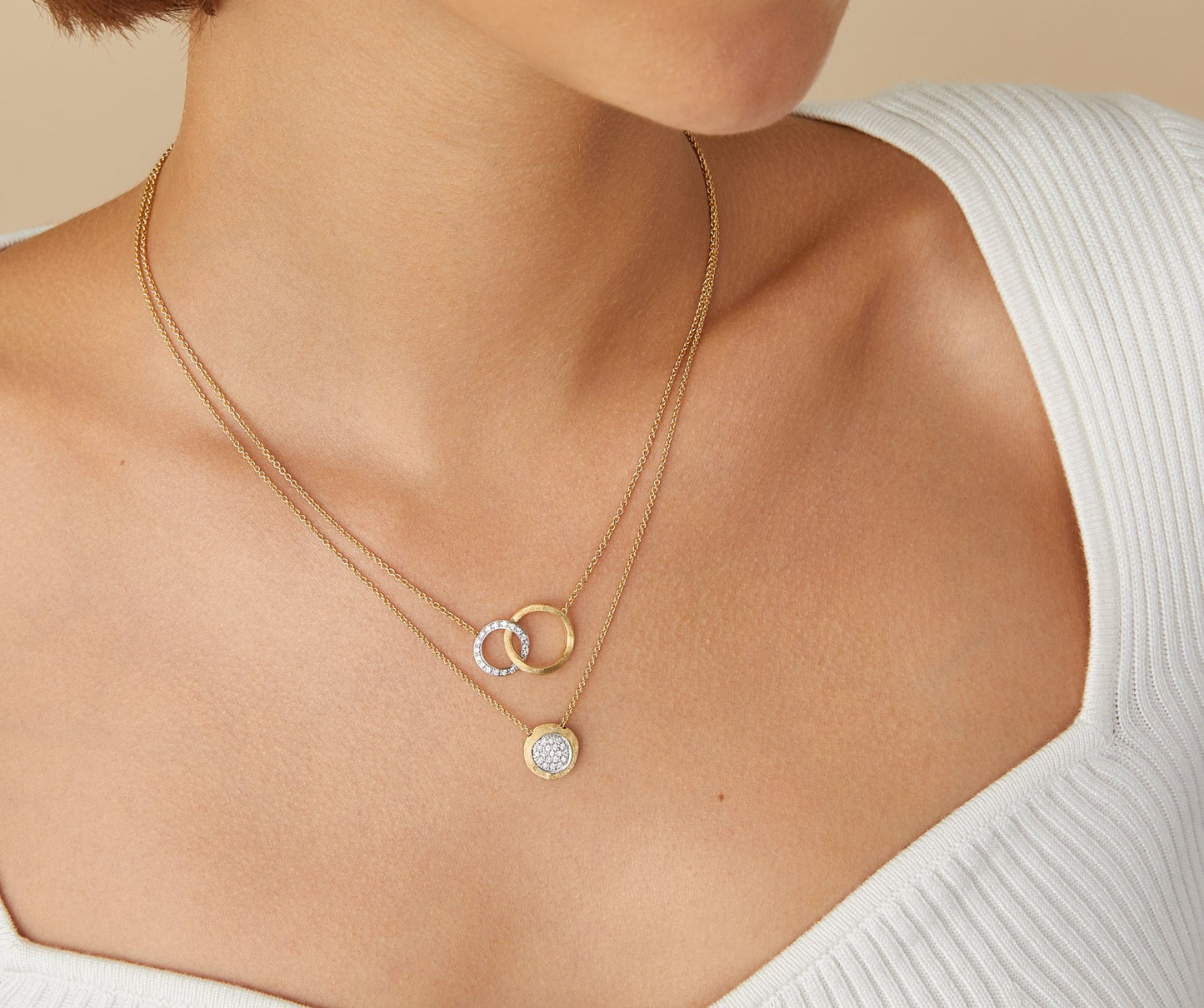 Marco Bicego's 18K Two-tone Jaipur Link Diamond Necklace