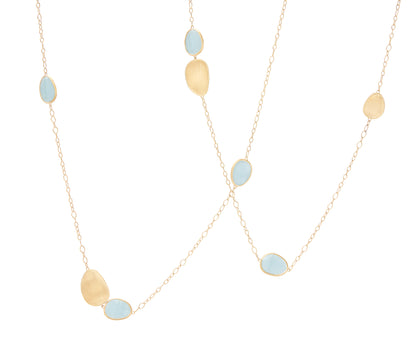 Marco Bicego's 18K Yellow Gold Lunaria Aquamarine Necklace